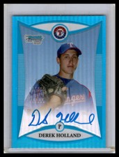 2008 Bowman Chrome Derek Holland Blue Refractor 1st Auto #/150 Rangers