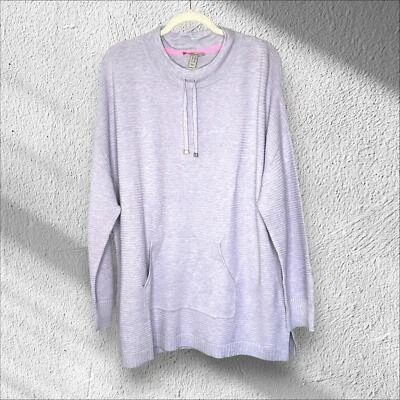 Isaac Mizrahi Lavender Ribbed Pullover Size 1X Tunic Length Sweater Fairy Girly - Image 1 of 4