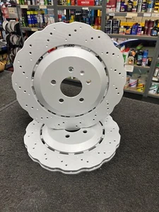 FOR AUDI RS7 2013-2018 REAR WAVEY BRAKE DISC DISCS PAIR 4G8615601E - Picture 1 of 7