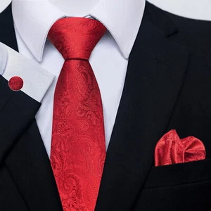 Men Tie Pocket Square Set Vibrant Color Tie Pocket Scarf Cufflinks for Wedding - Picture 1 of 18