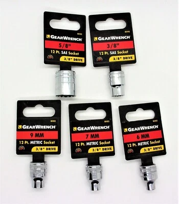 GearWrench 3/8" Drive  12-Point SAE  & Metric Standard Socket (Select Size) - Image 1 of 3