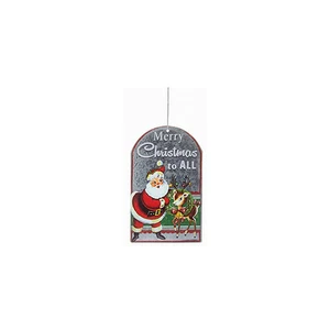 KURT ADLER 4.5" METAL RETRO FLAT TAG CHRISTMAS ORNAMENT "MERRY CHRISTMAS TO ALL" - Picture 1 of 1