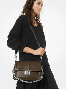 NWT MICHAEL KORS COLLECTION Crawford Pebbled Leather Crossbody Bag SPRUCE $1490 - Picture 1 of 14