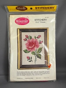 WonderArt Stitchery Vintage Picture Rose No. 05015 Embroidery Kit 5" x 7" - Picture 1 of 5