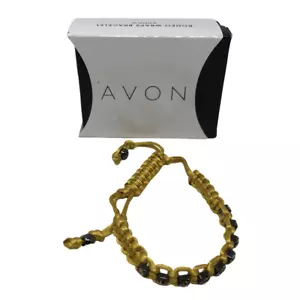 Pulsera Avon Amarillo Trenzado Estrás BOHO Retro Ajustable Rodeo Envoltura - Imagen 1 de 4