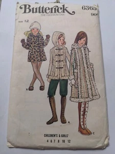 Vintage 70s Butterick Sewing Pattern 6365 Size 12 Princess Seam A Line Coat - Picture 1 of 2