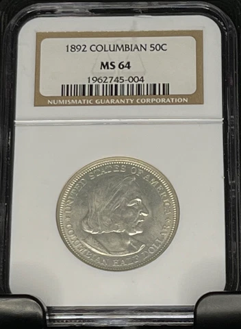 NGC MS64 1892 COLUMBIAN SILVER HALF DOLLAR Great eye appeal Cover