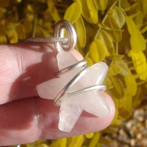 Rose Quartz Love Star Necklace Pendant, Sterling Silver, Heart Chakra #12 - Picture 1 of 3