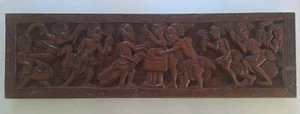Large Plate Wooden Carved Dancers Ceremony African Character Africa - Photo 1 sur 13