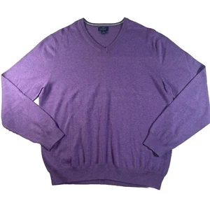 Brooks Brothers V Neck Pullover Sweater Men's XL Purple 100% Pima Cotton - Picture 1 of 7