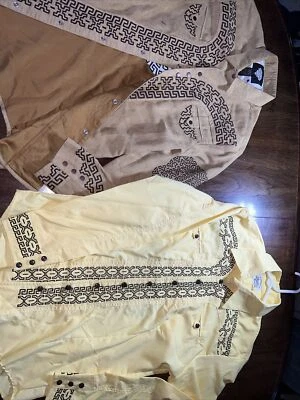 Vaquero azteca occidental bordado manga larga El Dorado Charro con botones a presión Foto 1 de 4