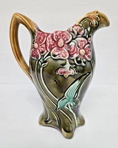 Antique Frie Onnaing France Majolica Pitcher Clematis 764 Art Nouveau 1900-1909 - Picture 1 of 15