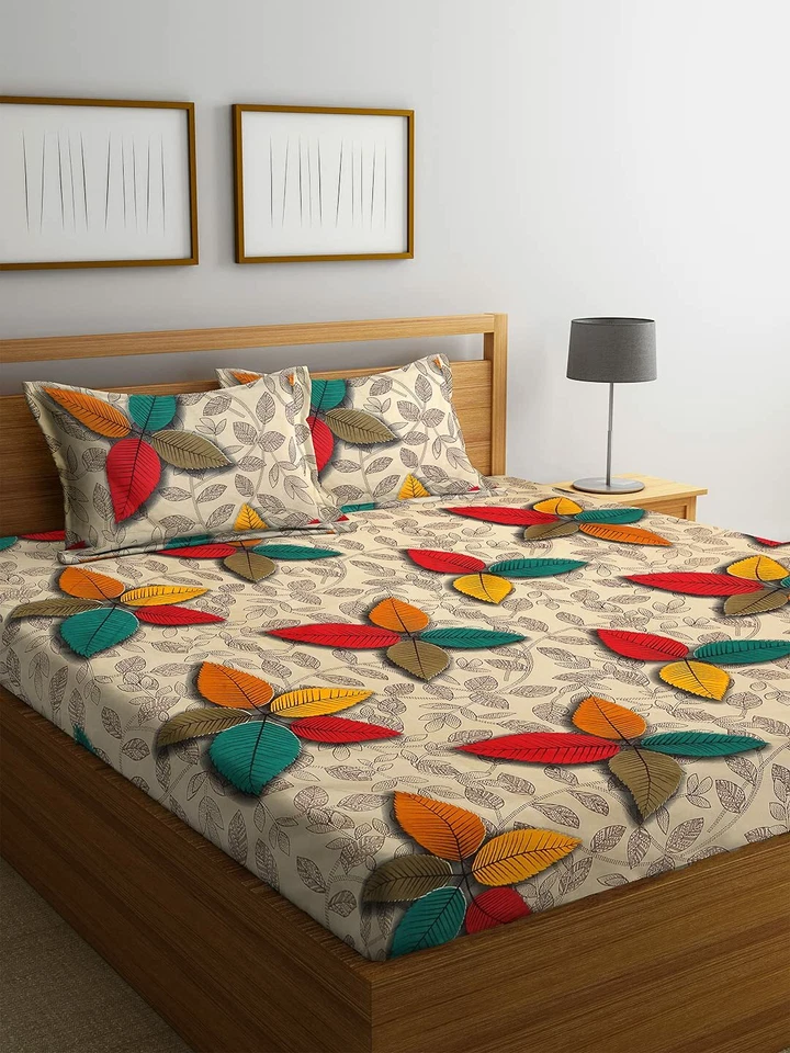 Microfibre Multi Double Bedsheet with 2 King Size Pillow Covers Design 5: Multi - Изображение 1 из 3
