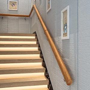 Wood Handrail For Steps Stair Railing Hand Rail Kit Non-Slip Wall Hand Railings - Picture 1 of 12