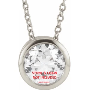 6.5mm 1ct Solid 950 Platinum Round Bezel SLIDE PENDANT Mounting Setting USA - Picture 1 of 3
