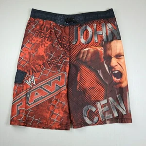 WWE Raw Swim Trunks Youth Large 10/12 Red John Cena Board Shorts Wrestling - Picture 1 of 6