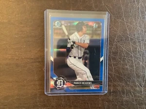PARKER MEADOWS 2018 Bowman Chrome Draft BLUE REFRACTOR ROOKIE #077/150 (#BDC-28) - Picture 1 of 2
