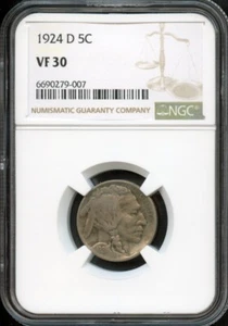 NGC - Buffalo Nickel - 5c - 1924 D - VF -30 - Picture 1 of 2