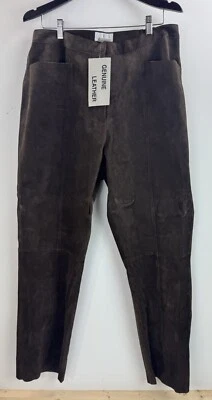 Pantalones JL Studio Talla Grande 18W Marrón 100% Cuero Genuino Forrados Nuevo Western Biker Foto 1 de 4