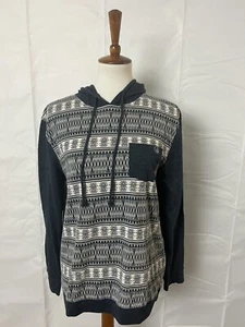 Volcom Long Sleeve Hooded Shirt Men's Blue Aztec Print - Picture 1 of 7