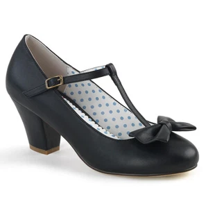 Sale WIGGLE-50 Pin Up Couture correa en T zapatos de salón detalle de lazo negro mate talla 41 - Imagen 1 de 1