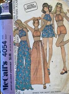 McCall's 4054 Halter Crop Top Maxi/Mini Falda Envolvente, Pantalones Cortos Patrón b34-36 - Imagen 1 de 2