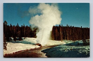 Chrom Postkarte Yellowstone Nationalpark Flussufer Geysir - Bild 1 von 10