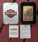 Vintage 2000 Harley Davidson Gold Eagle Engine Zippo Motorcycle Lighter USA