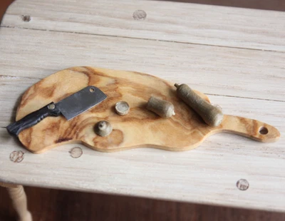 Dolls House Miniature Cleaver & Accessories 1:12 OOAK By ARTISAN PigeonOak - Image 1 of 4