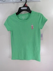 New 365 Kids Pointelle Tee Size 8 Girls Green Short Sleeve - Picture 1 of 6