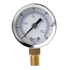 Dual Scale Pressure Gauge with Brass Internal 0-30 / 0~2 BAR 1/8" NPT Thread - Picture 1 of 7