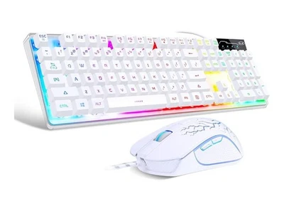 Teclado Ratón Gaming Combo K1 RGB LED Retroiluminado 104 Teclas PC Laptop Blanco Foto 1 de 4