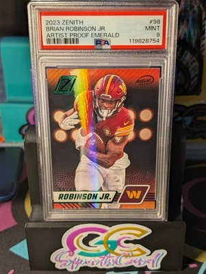 2023 Panini Zenith - Brian Robinson Jr #98 Artist Proof Emerald /5 PSA 9 - Image 1 of 4