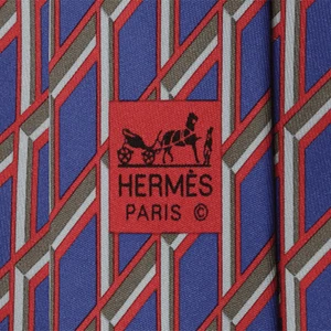 100% Auth HERMES TIE Silk Mens SKINNY GEOMETRIC Pattern 5458 - Foto 1 di 4