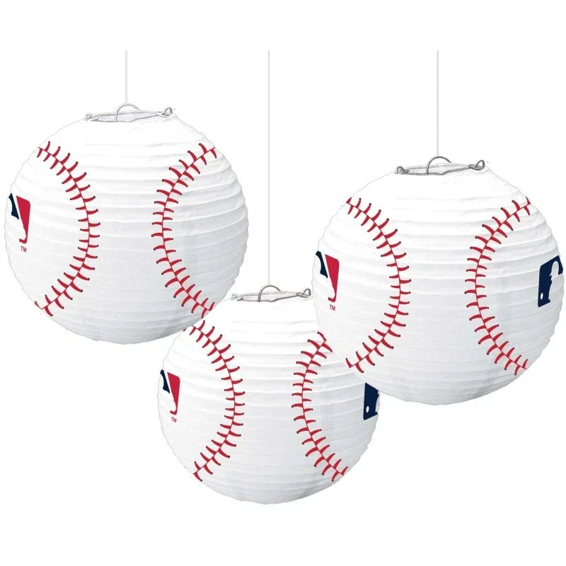 Linternas de papel de béisbol de las Grandes Ligas 3 por paquete 9,5" decoraciones de fiesta de béisbol Foto 1 de 1