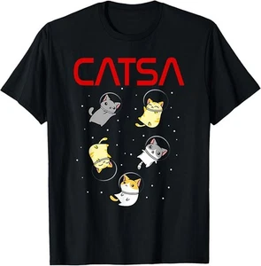 Funny Space Astronaut Cat Gifts Cats Space T-Shirt - Picture 1 of 3