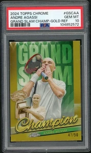 2024 Topps Chrome Grand Slam Champ Gold Refractor Andre Agassi #GSCAA /50 PSA 10 - Picture 1 of 2