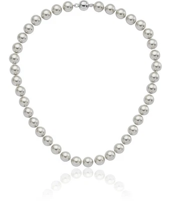 925 Sterling Silver 10mm Grey Shell Pearl Chain Necklace - Image 1 of 4