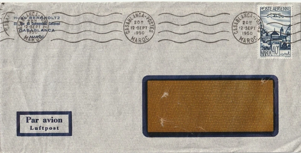 MOROCCO: Airmail cover Casablanca to Sweden 1950. - Image 1 of 1