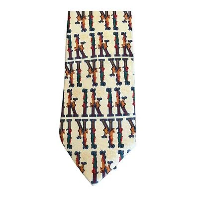 Corbata Karl Lagerfeld Seda Letras LK Multicolor Hecha en Italia Retro Foto 1 de 4