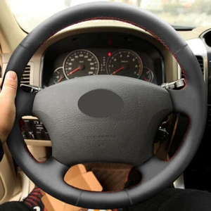 Hand Sewing Steering Wheel Black Leather Cover For Toyota Land Cruiser Prado 120 - Picture 1 of 9