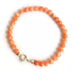 BRACCIALE DONNA FILO PERLE CORALLO ROSA LUNGH. 21CM- DIA. PERLE 5MM - Foto 1 di 3