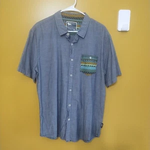 Modern Amusement Short Sleeve Button Down Southwest Denim Shirt XL - Picture 1 of 7