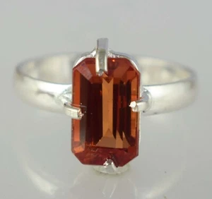 Natural Orange Spessartine Garnet 8.50 Ct Emerald Cut Gemstone Certified Ring - Picture 1 of 7