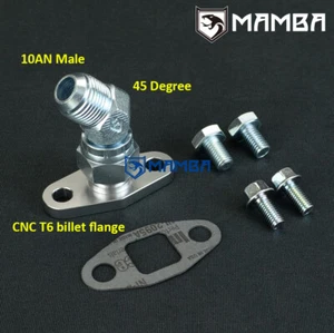 45 Deg 10AN Turbo Oil Return Drain Flange Kit For Precision GEN2 Pro Mod 91 - Imagen 1 de 5