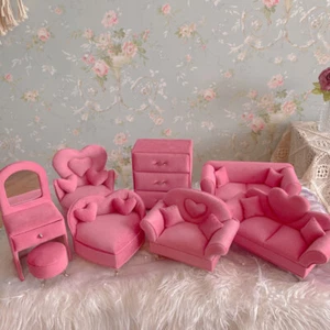 Dollhouse Miniatures 1:12 Scale Pink Sofa Jewelry Box Living Room Accessories - Picture 1 of 24