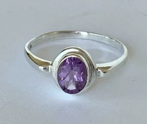 925 Sterling Silver Stackable Amethyst Gemstone Stack Ring Size US 6 7 8 9 - Picture 1 of 4