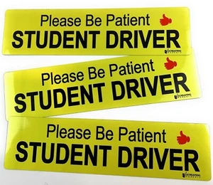 Student Driver Magnet Car Sign Reflective Vehicle Bumper Sticker - 3 pieces - Picture 1 of 9