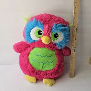 Fuchsia Pink, Bright Blue And Bright Green Owl Stuffed Animal Plush 14 Inch - Picture 1 of 6