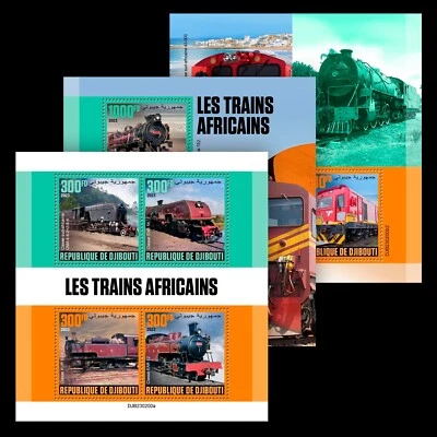 Estampillas de trenes africanos MNH 2023 Djibouti M/S + 2 S/S Foto 1 de 4